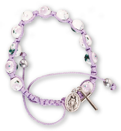 Lilac & White Rosary Bracelet