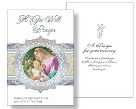 Card/Get Well Prayer/Silver Foil/Pearlised -The Blessed Virgin Mary 2