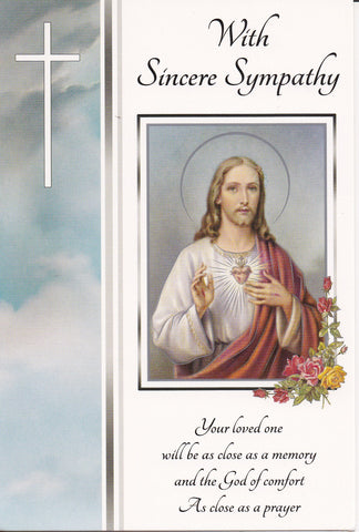 With Sincere Sympathy Mass Card (Sacred Heart)