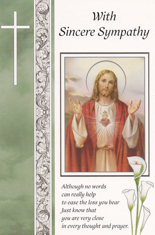 With Sincere Sympathy Mass Card (Sacred Heart)