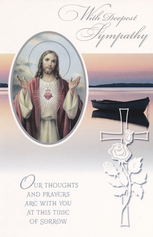 With Deepest Sympathy Mass Card (Sacred Heart)