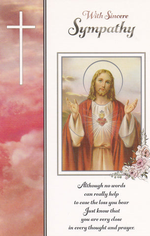 With Sincere Sympathy Mass Card (Sacred Heart)