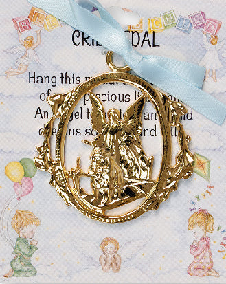 Guardian Angel Crib Medal - Blue