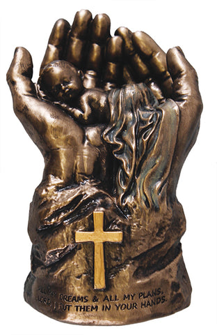 Baby Cradled in Hands Statue
