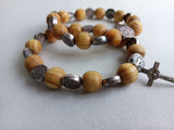 Wooden rosary bracelet with St. Benedict medals (elasticated)