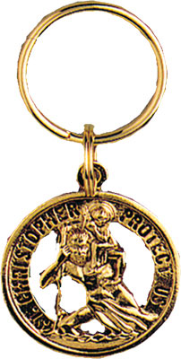 Antique Gold Saint Christopher Key Ring