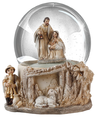 White & Gold Nativity/Christmas 5" Waterball with Holy Family