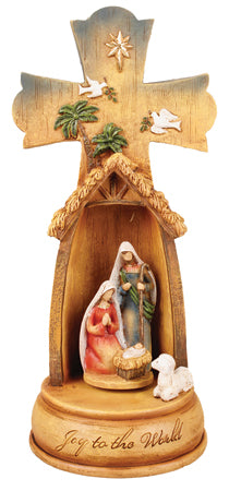 Resin Nativity Cross (Musical)11 inch 4 Figures