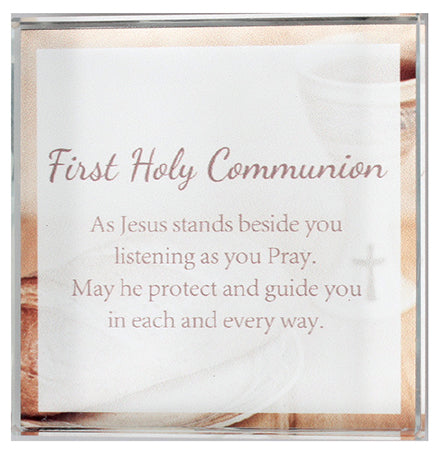 Glass Block Paperweight/Communion