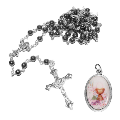 Holy Communion Rosary & Medal Gift Set