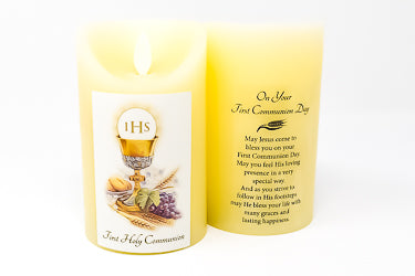 Communion Candle with Real Scented Wax LED Light & Timer