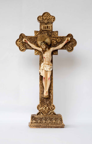 Ornate Resin 8" Standing Crucifix