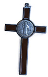 St. Benedict Crucifix Silver coloured metal  with brown enamel