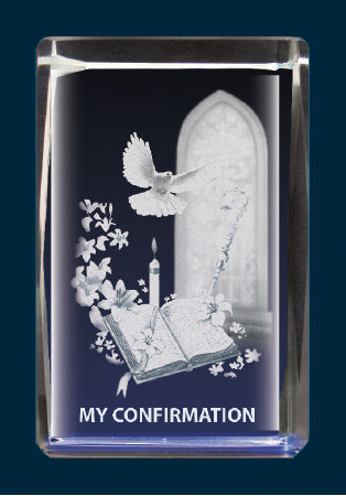 Lazer Engraved Crystal/Confirmation Symbolic