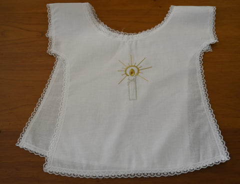 White cotton Baptism Bibs Candle embroidery