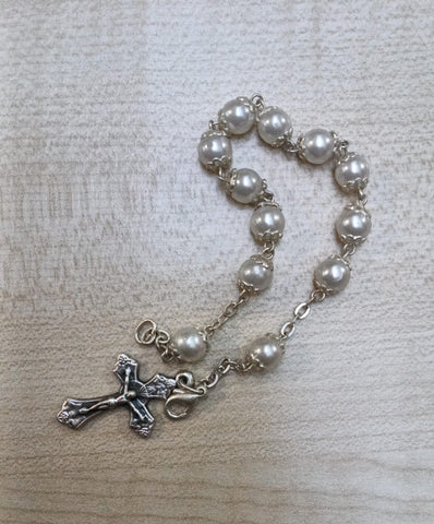 Communion Rosary Bracelet//Pearl