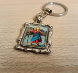 Keychain of the merciful Jesus and Saint Christopher