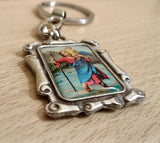 Keychain of the merciful Jesus and Saint Christopher