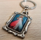 Keychain of the merciful Jesus and Saint Christopher