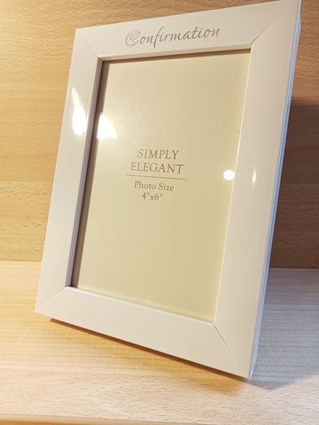 Communion Photo Frame/White Finish/Symbolic