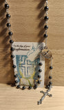 Confirmation Imit. Hematite Rosary with Card