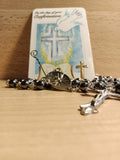 Confirmation Imit. Hematite Rosary with Card