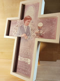 Wood message Cross - Holy Communion Cross - purple