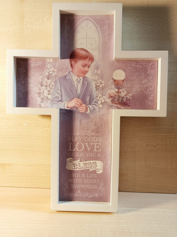 Wood message Cross - Holy Communion Cross - purple
