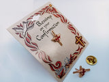 Confirmation Gift-  Red dove on gold cross pin