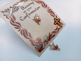 Confirmation Gift-  Red dove on white cross pin