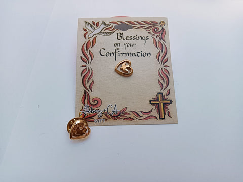 Confirmation Gift-  gold dove in heart confirm pin