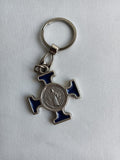 Keychain of St. Benedict's cross colours available: blue, brown and white
