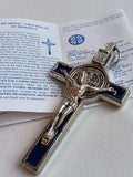 St. Benedict Crucifix Silver metal (with blue enamel)
