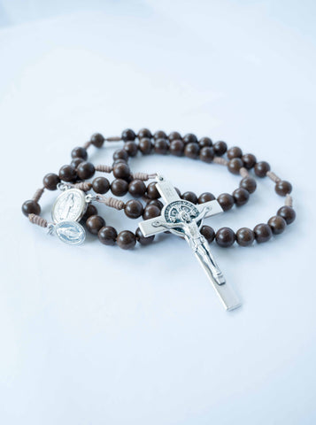 Large Wood Corded Rosary