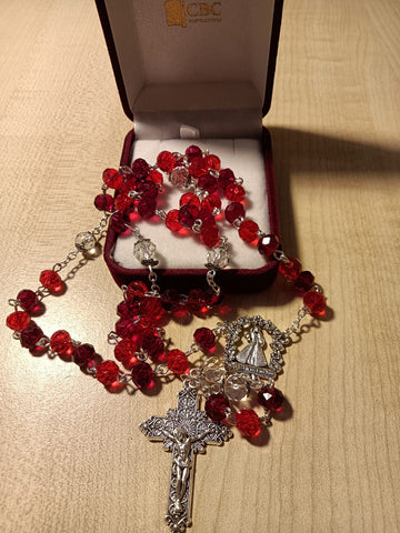 Glass Rosary/Ruby - Divine Mercy