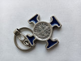 Keychain of St. Benedict's cross colours available: blue, brown and white