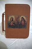 Large Bible/Book Holder Sacred Hearts of Jesus and Mary Design(Brown)