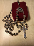 Glass Rosary/Capped/Black/Pearl Finish
