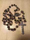 Glass Rosary/Capped/Black/Pearl Finish