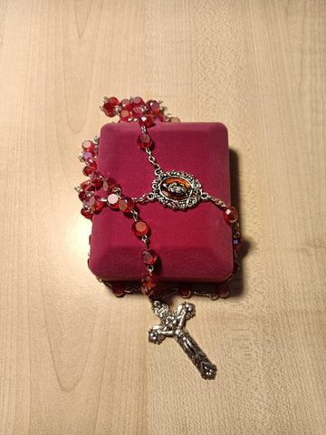 Glass Rosary/Real Crystal/ruby
