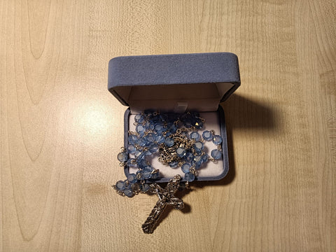 Glass Rosary/Real Crystal/Blue