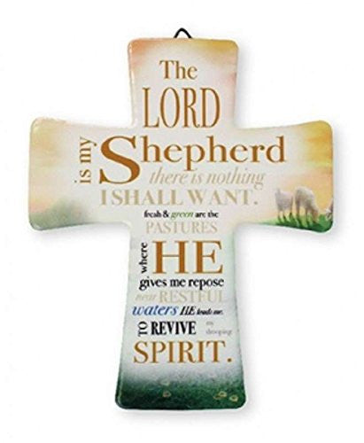 The Lord is My Shepherd Ceramic Cross – Holy Cross Catholic Bookshop