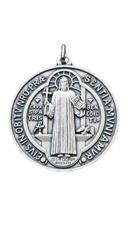 Large St. Benedict Medal - oxidised silver