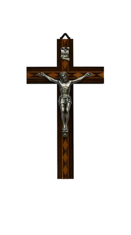 Wooden Crucifix - 2 toned inset