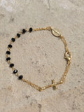 Rosary Necklace & Bracelet Set (White/Black)